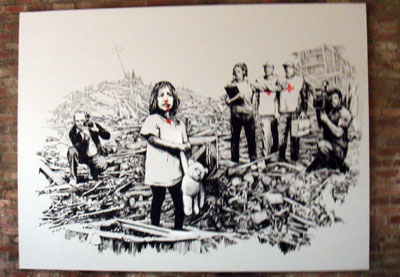 Banksy Barely Legal LA show photo journalism canvas