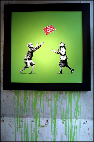 Banksy No Ball Games canvas