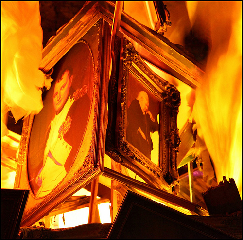 Banksy paintings bonfire