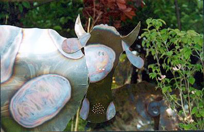 Metal cow sulpture
