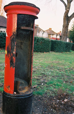 Firework damaged post box